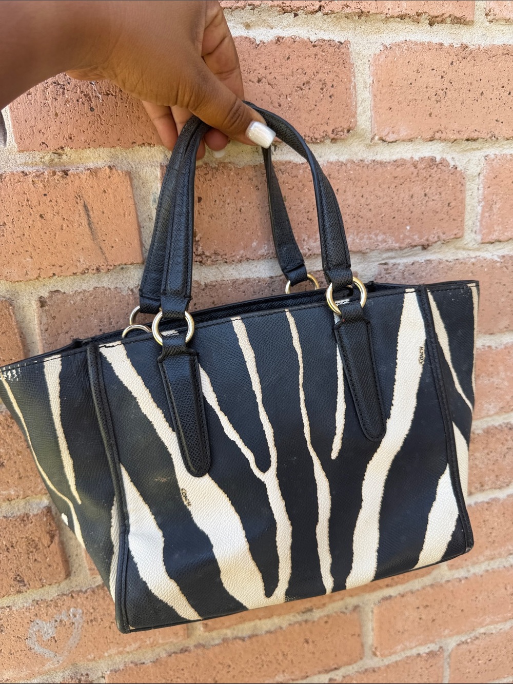Coach Black and White Zebra Print Tote - Picture 6 of 6